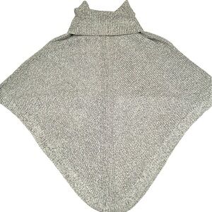 NEW! Roots Turtleneck Poncho Knit Cotton Blend Grey Gray One Size OS Neutral